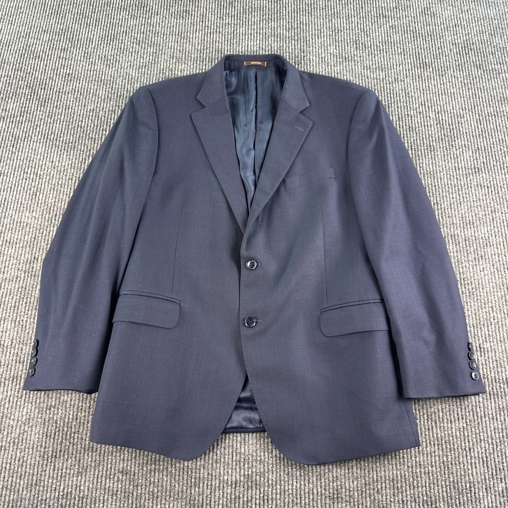 Peter Millar Suit Jacket 46 R Blue Wool Luxury Designer Premium Sport Union
